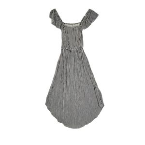 AMUSE SOCIETY Sheer Bliss Dress in‎ Stripe XS Off-Shoulder Midi Dress